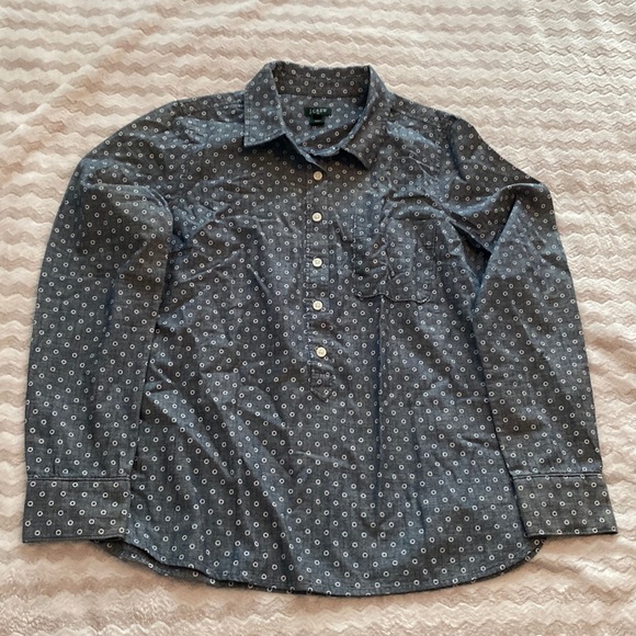 J. Crew Patterned Chambray Popover Size Small - Picture 2 of 3